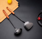 FJNATINH Spatula & Ladle Wok Tool Set, 14.2-15 inches Wok Utensils, Stainless Steel Wok Spatula