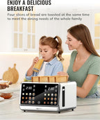 Keenstone Toaster 4 Slice, Digital Smart Toaster with TouchScreen, Dual Control Panel, Single Slot Toasting, Timer, Reheat & Defrost for Bagels, Bread, Waffles, Stainless Steel Kitchen Essentials