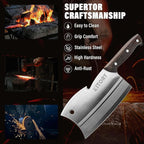 Kitory 7" Meat Cleaver, Chinese Chefs Knife with Wenge wood Handle, Butcher Knife Bone Cutter, Multi-Purpose Dual Edges Heavy Duty Kitchen Chopper, 2025 Kitchen Gadget Gift