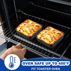 E-far 6 Inch Square Cake Pan Set of 2, Nonstick Small Baking Pan with Stainless Steel Core for Brownies Lasagna Cakes, Non-toxic & Easy Clean, 2 Inch Deep (Black)