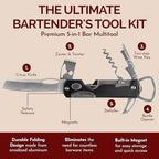 Bartender's All-in-One Bar Tool Set: Corkscrew, Zester, Citrus Knife and Bottle Opener Kit with Magnet for Picnics, Tailgating, BBQs, Camping, Travel, Beach Parties and Bartending, Blue