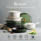 Tramontina Bestow Enameled Cast Iron Dutch Oven Pot with Lid, Round 5.5-quart, Cactus (Gold Knob)