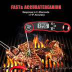 Grill Meat Thermometer Digital, Digital Instant Read Food Thermometer, Waterproof Cooking Probe, LCD Display, Temperature Guide BBQ Accessories Grill Gifts for Men Him Dad Fathers Day