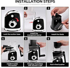 SUSTEAS Rotary Cheese Grater with Handle,Vegetable Slicer with 6 Interchangeable Blades, Reinforced Suction,Easy to Clean,Kitchen Shredder for Crushed Ice,Fruits and Nuts with Blade Storage Case,Black