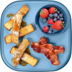 Madesmart Dipware Reusable Dining Plate/Serving Tray for Appetizers and Snacks, Food-Safe Appetizer Serving Platter with Removable Dip Bowl, Blue