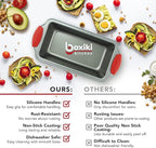 Boxiki Kitchen Non Stick Steel Banana Bread Pan for Baking, Premium Loaf Pan 8.5 Inch With Easy to Clean & Quick Release Coating - Professional Baking Pan With Silicone Handles