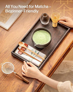 Artisan Matcha Whisk Set - 8 Pcs Premium Matcha Set with Bowl (Chawan), Bamboo Whisk & Tools | Matcha Kit for Making Breakfast/Latte | Gift for Matcha Lovers (Black)