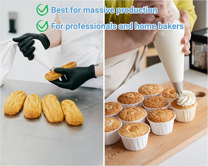 18 Inch Large Piping Bags 200 Pack - Disposable Pastry Bags - Thick Anti-Burst Pastry Icing Frosting Piping Bags For Decorating Cupcakes Cakes Cookies (Large 18 Inch-200 Pack)