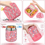 Bento Lunch Box for Kids with 12oz Soup Thermo Leak-Proof Lunch Food Container with 5 Compartment Thermo Hot Food Jar and Insulated Lunch Bag for Kid Toddler Girls Boys to School