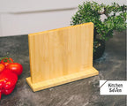 Knife Block Magnetic Knife Holder with Powerful Magnet, 100% Pure Bamboo Large Capacity Knife Organizer Block, Double Side Strongly Magnetic Kitchen Utensil Display (Stand)