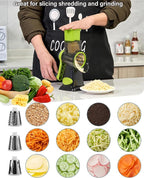Rotary Cheese Grater hand crank, 3 Blades Cheese shredder with Stronger Suction Base | Stainless Steel Blades for Fruits, Vegetables, Nuts. Easy to Clean, Transparent Black & Green