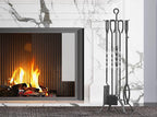 Fire Beauty 5 Pieces Fireplace Tools Sets Fireplace Accessories Tools Holder with Handles Tools for Indoor Fireplace Decor Outdoor Fire Pit Modern Tool(Pewter)