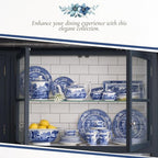Spode Blue Italian Ascot Cereal Bowl Set of 4-8-Inch Earthenware Bowls with Oriental Design, Dishwasher & Microwave Safe Tableware for Breakfast, Soup, Rice, Dessert - Blue & White Dinnerware