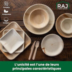Raj Disposable Palm Leaf Bowls (50 Count, 4" Square Bowls) Strong Bowl Like Bamboo Party Bowl - Decorative Compostable Tableware for Lunch, Dinner, Birthday, Outdoor, BBQ, Picnic.