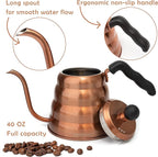 Mixpresso Gooseneck Pour Over Coffee Kettle, Barista Pour Control Design For Coffee & Tea High-Grade Stainless Steel 1.2 Liter (40 Oz) Drip Coffee Induction Cooker, Copper Stovetop Kettle
