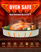 Enamel Round Baking Pans Set Roasting Dish 4-Pack 9/10/12/14 Inch Non Stick Large Cookware for Cake Bread Pie Pizza Turkey Steak, Non-Toxic Carbon Steel Oven Dishwasher Safe Thanksgiving Bakeware