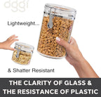 Oggi Large Clear Canister with Clamp Lid, 72 oz - Large Airtight Food Storage Container, for Kitchen & Pantry Storage of Bulk, Dry Foods, Pasta, Flour, Sugar, Coffee, Rice, Tea, Spices & Herbs