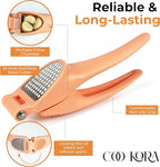 Garlic Press, Handheld Garlic Mincer, Easy to Squeeze - Easy to Clean - Ergonomic Kitchen Helper, No Hand Smell, Just Put It in the Bowl, Let the Garlic Masher Do the Rest - Dishwasher Safe