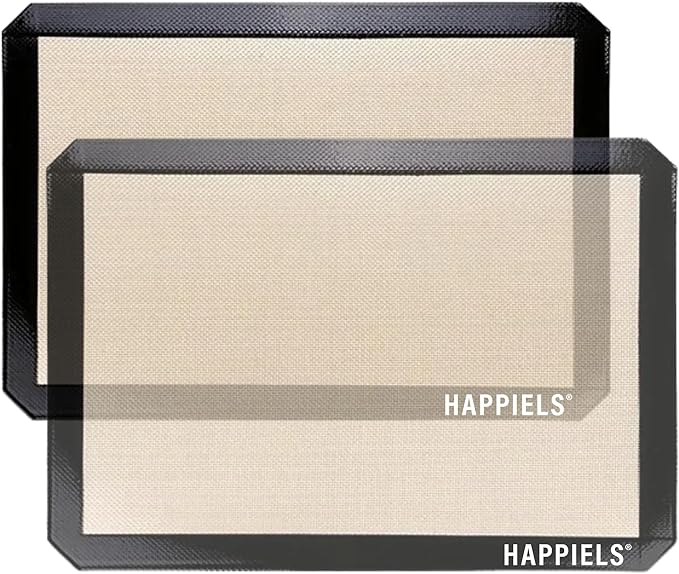 HAPPIELS NonStick Baking Mats for 15 inch Sheets 2-Pack | Silicone Nonstick Baking Mats 10 x 15 inches | Cookie Sheet Mat 10x15 | | Silicon Mats 15x10 in