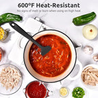 Heat Resistant Silicone Large Spatula: U-Taste 600ºF High Heat Flexible 11.38in Silicon Mixing Stirring Cooking Scraping Baking Bowl Scraper Seamless Spreader for Kitchen Nonstick Cookware (Black)