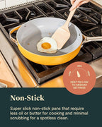 Caraway Non-stick Ceramic Cookware Set (12 Piece) Pots, Pans, Lids and Kitchen Storage - PFAS & PFOA Free - Oven Safe Pan Set & Compatible with All Stovetops - Marigold