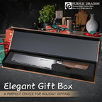 Purple Dragon Nakiri Knife, 7 Inch Meat Cleaver, German Vg10 Steel Japanese Kitchen Knife for Meat Cutting Chopping Dicing Vegetables, Ergonomic Wooden Handle, Gift Box
