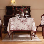 ISAENNE Designer Vintage Linen Small Square Tablecloth,Red Floral Pattern Linen Stain Resistant Table Cloth,Decor Tablecloths for Dining Thanksgiving Kitchen Tea Party,55"*55"-Harmony