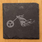 Ride The Fire: Flaming Chopper Motorcycle Coasters - Square Slate - Set of 8