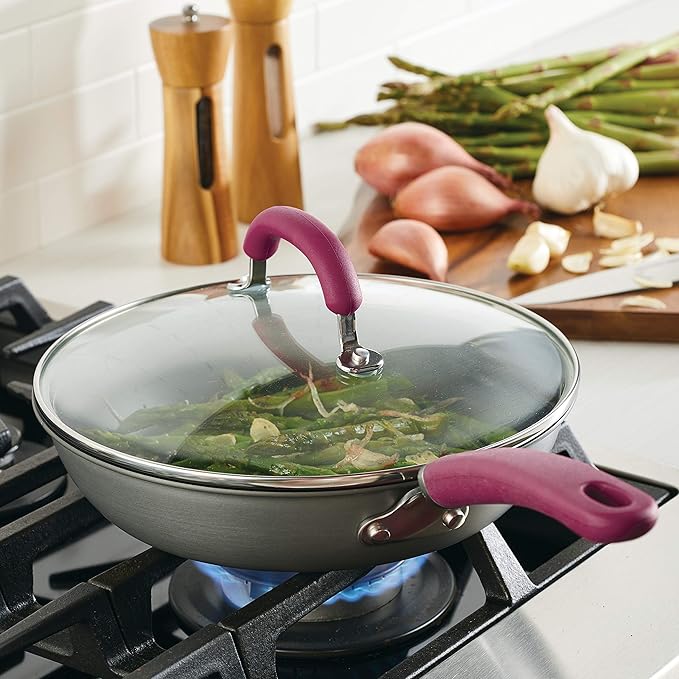 Rachael Ray Create Delicious Deep Hard Anodized Nonstick Frying Pan / Fry Pan / Hard Anodized Skillet - 10.25 Inch, Gray