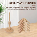Tree Shape Wooden Trivets for Hot Dishes, 4 Wooden Trivets + 1 Stand stored Like a Christmas Tree，for Easy Storage，Multifunctional Ornaments (Walnut Brown)