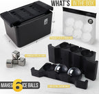 LifeBox 6 Ice Ball Maker Mold - Sphere Ice Mold Makes 6 Crystal Clear Ice Balls - Whiskey Ice Cubes Mold Includes Ice Storage Bag & 4 Whiskey Stones - Round Ice Cube Mold Makes Ice Cube Balls
