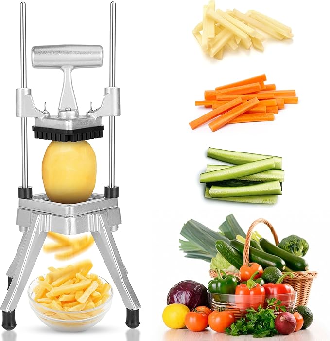 WICHEMI Commercial Vegetable & Fruit Chopper - Stainless Steel Dicer, Cutter for Onions, Potatoes, Peppers & Mushrooms (1/4")