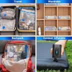 Travel Vacuum Storage Bags Combo Portable Wireless Electric Pump,9 Pack Compression Bags for Travel,Space Saver Vacuum Storage Bags for Clothing and Luggage