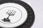 Lenox Dinnerware Set, Vintage Halloween 4-Piece Dessert Plate Set, Assorted, Set of 4 Ivory Porcelain Plates, Dishwasher Safe, Halloween Decor Indoor, Party Table Decorations (Black/White, 4 Piece)