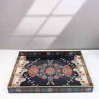 Spsyrine Serving Tray with Handles, Plastic Decorative Tray for Coffee Table, Living Room, Home Decor, 3040M