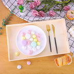 Aodaer 7 Pieces Wooden Nested Serving Trays Rectangular Shape Wood Trays Serving Trays with Handles for Kitchen Party Dinner Snacks
