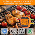 Wireless Digital Meat Thermometer,Instant Read Food Thermometer with LCD Display and 4 Stainless Probes,Advanced Electronic Thermometer Waterproof for BBQ Cooking Kitchen Outside Grill