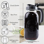 Cold Brew Coffee Maker Pitcher 2 Quart Glass Mason Jar With Spout Lid Filter Half Gallon Wide Mouth Iced Tea Brewing Jug Heavy Duty Handle Airtight & Leak-Proof Pitcher For Fridge Sun Tea 64 OZ