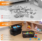 Plastic Storage Baskets With Lid, Storage Bins for Organizing, Stackable Decorative Containers for Shelves Drawers Desktop Closet Playroom Classroom Office, 6 Pack-Black
