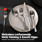 KINGSTONE 30-Piece Silverware Set, 18/10 Stainless Steel Flatware Set for 6, Matte Satin Finish Forged Cutlery Set Dishwasher Safe