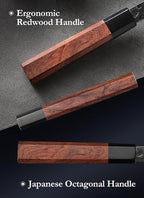 HEZHEN Kiritsuke Knife,9.5 Inches,3 Layers High Carbon Clad Steel Japanese Knife, Professionl Professional Japanese Kitchen Knife, Redwood Octagonal Handle