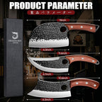 DRAGON RIOT Professional Butcher Knife Set for Meat Processing, 3Pcs High Carbon Steel Hand Forged Serbian Cleaver Chef Knife Set with Ergonomic Handles for Kitchen Outdoor Cooking