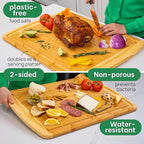 GREENER CHEF 24 Inch Bamboo Cutting Board with Lifetime Replacement - 2XL Extra Large Wooden Butcher Block for Kitchen, Stove Top, Meat, Vegetables, and Charcuterie with Deep Juice Grooves
