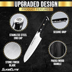 SliceElite Slice Series Santoku Knife 7 Inch High Carbon German Steel Blade Pakkawood Handle Dual Sheaths Kitchen Knife for Meat Cutting Chopping Chefs Cooking Tool Sharp Vegetable BBQ Knife Gift