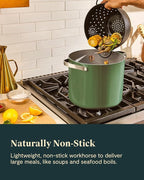 Caraway Stock Pot - 12 Qt Ceramic Coated Pot With Lid - Fee From Forever Chemicals - Large Pot for Bigger Batches - Sage