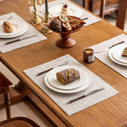 KXN Placemats Set of 8, Dual-Layer Thickened Faux Linen Table Mats, Heat Resistant & Wrinkle-Free, Machine Washable Cloth Place Mats for Kitchen Dining Indoor Outdoor (Cream Beige)