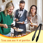Tessco for you 80 Pcs Plastic Tongs for Serving Bulk, 9 Inch Plastic Disposable Serving Tongs Heavy Duty Salad Utensils for Kitchen Buffets BBQ Events Catering (Black)