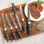 16-Piece Damascus Knife Set with Block - VG10 67-Layer Steel, Razor Sharp, Triple-Rivet Handles, 6 Steak Knives, Meat Fork, Sharpener & Scissors, Natural Wood