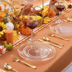 bUCLA 100PCS Clear and Gold Plastic Plates - Clear Disposable With Gold Rim Include 50 Each (10 inch Dinner & 7 inch Dessert) Plates, Ideal for Party & Thanksgiving