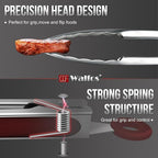 Walfos Stainless Steel Kitchen Tongs - 7, 9 & 12 Inch Heavy Duty Locking Metal Tongs for Cooking, BBQ Grilling, Set of 3 Non-Slip Grip (Wine Red)